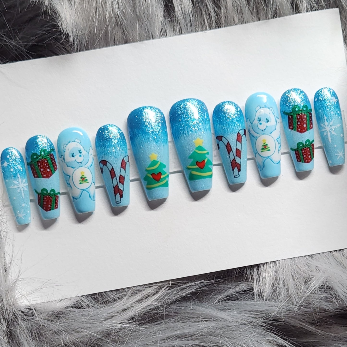 Christmas Wishes Bear Care Bear Press On Nails