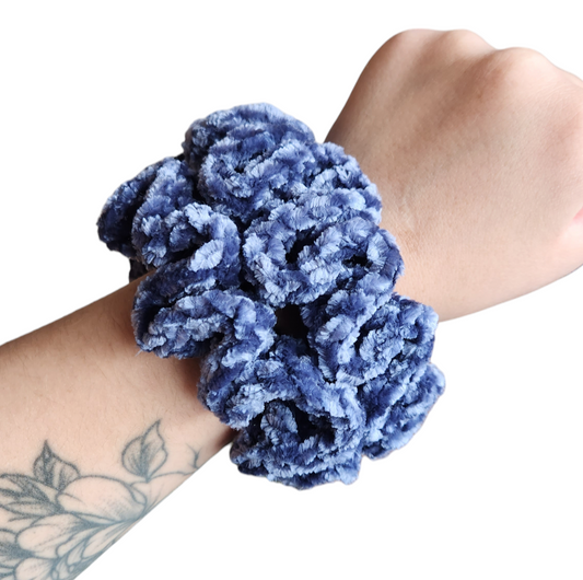 Indigo Velvet Scrunchies 2pk